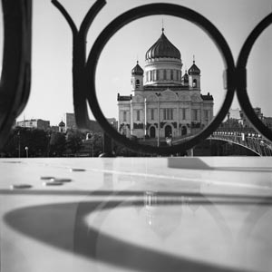 Москва Храм Христа Спасителя черно-белая фотография